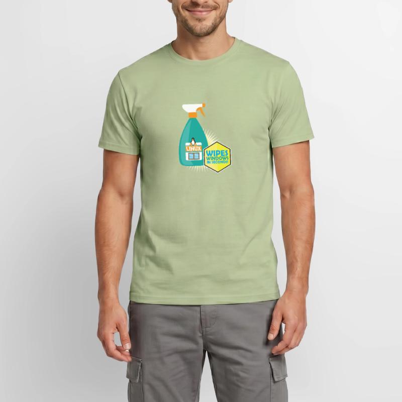 Funny Linux Penguin Tux Cleaner Gift Computer Männer T-Shirt