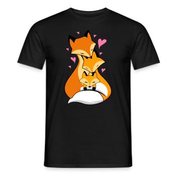 Bébé avec des parents renards - T-shirt homme - noir - Devant - AI Model Male 178 light (178cm)