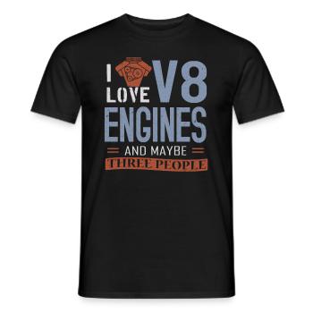 Moteur V8 Moteur Muscle Car - T-shirt homme - noir - Devant - AI Model Male 178 light (178cm)