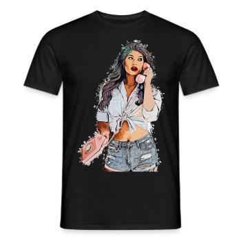 Sexy Frau - Männer T-Shirt - Schwarz - Vorne - AI Model Male 178 light (178cm)