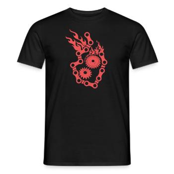 Mountain Bike Chain Gear Wheel Fire Gift - Men's T-Shirt - black - Front - AI Model Male 178 light (178cm)