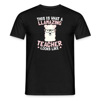 Lehrer-Lama, was ein Llamazing wie Geschenk aussieht - Männer T-Shirt - Schwarz - Vorne - AI Model Male 178 light (178cm)