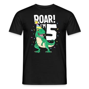Roar je suis 5 TRex anniversaire dinosaure Happy Nine 5ème - T-shirt homme - noir - Devant - AI Model Male 178 light (178cm)