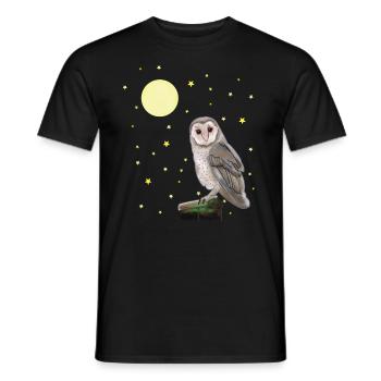 Owl, Moon, Stars - Men's T-Shirt - black - Front - AI Model Male 178 light (178cm)