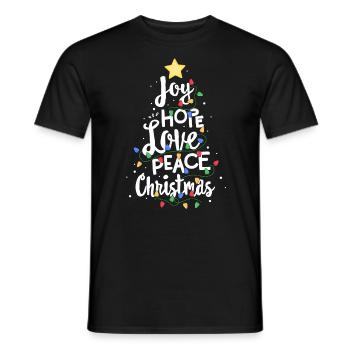 Joy Hope Love Peace Weihnachtsbaum Roter Büffel - Männer T-Shirt - Schwarz - Vorne - AI Model Male 178 light (178cm)