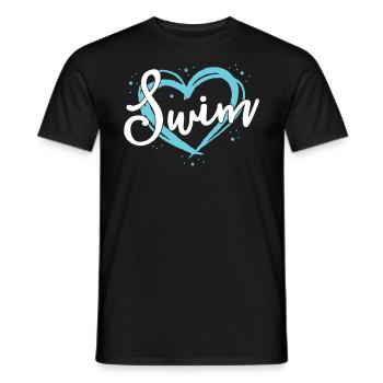 Amour Natation Maillot Équipe de Natation Heart Lover Blue - T-shirt homme - noir - Devant - AI Model Male 178 light (178cm)