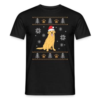 Hässliche Weihnachtsgolden retriever-Sankt-Pyjamas - Männer T-Shirt - Schwarz - Vorne - AI Model Male 178 light (178cm)