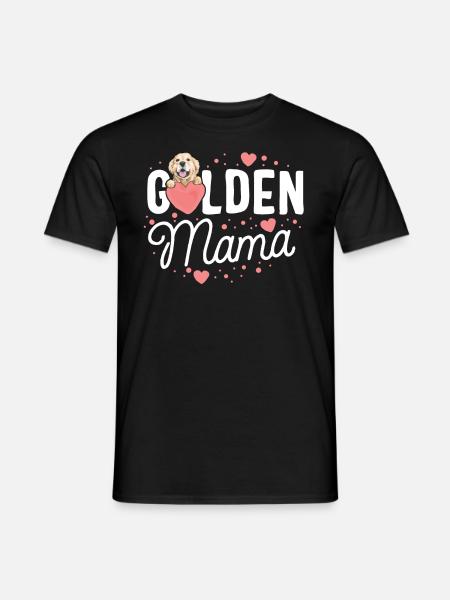 Golden Retriever Mama Gift Heart Lover Maman Mère - T-shirt homme - noir