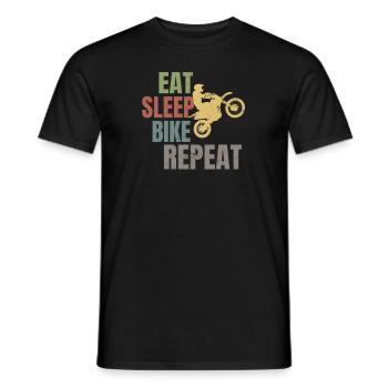 Retro Motocross essen Schlaf-Wiederholungs-Geschenk - Männer T-Shirt - Schwarz - Vorne - AI Model Male 178 light (178cm)