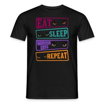 Manger chat chat chat répète chats chats guerrier - T-shirt homme - noir - Devant - AI Model Male 178 light (178cm)