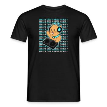 Cat DJ Boots And Cats Gift - Men's T-Shirt - black - Front - AI Model Male 178 light (178cm)