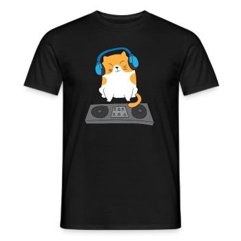 Cat DJ Cat Turntables Gift - Men's T-Shirt - black - Front - AI Model Male 178 light (178cm)