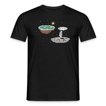 Moon landing flat earth disk - Men's T-Shirt - black - Front - AI Model Male 178 light (178cm)