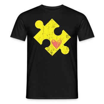 Pièce de puzzle avec coeur - T-shirt homme - noir - Devant - AI Model Male 178 light (178cm)