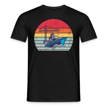 Ship in the sea - Men's T-Shirt - black - Front - AI Model Male 178 light (178cm)