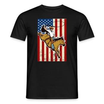 Westernreiten - Männer T-Shirt - Schwarz - Vorne - AI Model Male 178 light (178cm)