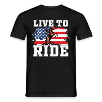 Westernreiten - Männer T-Shirt - Schwarz - Vorne - AI Model Male 178 light (178cm)