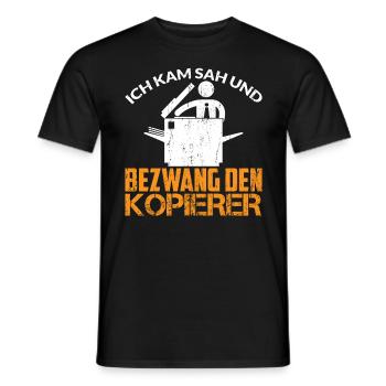 ICH KAM SAH UND BEZWANG DEN KOPIERER - Männer T-Shirt - Schwarz - Vorne - AI Model Male 178 light (178cm)
