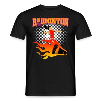 Badminton - Männer T-Shirt - Schwarz - Vorne - AI Model Male 178 light (178cm)