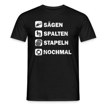 SÄGEN SPALTEN STAPELN NOCHMAL - Männer T-Shirt - Schwarz - Vorne - AI Model Male 178 light (178cm)