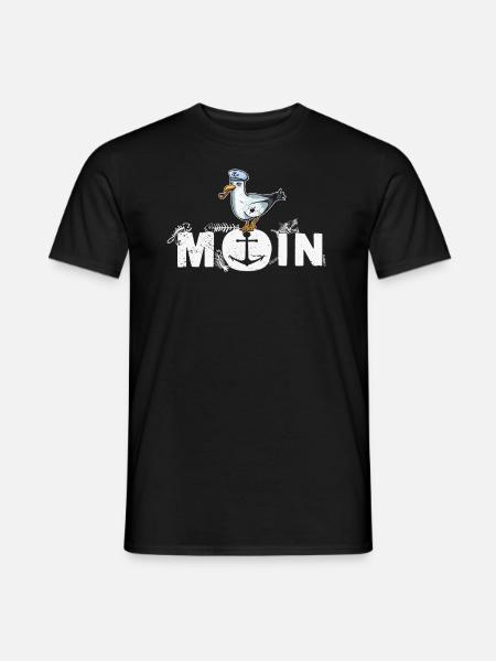 Moin Fischköppe Norddeutschland Küste Nordsee - Männer T-Shirt - Schwarz