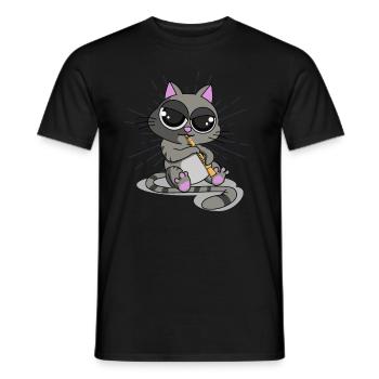 Cat clarinet, cat music, cat musical - Men's T-Shirt - black - Front - AI Model Male 178 light (178cm)