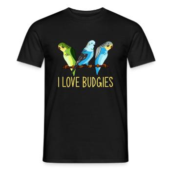 Budgie, Budgie Vintage, Budgie - Men's T-Shirt - black - Front - AI Model Male 178 light (178cm)