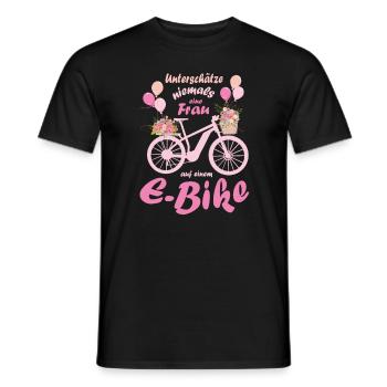 Dames E-Bike Vélo femme Vélo Pedelec - T-shirt homme - noir - Devant - AI Model Male 178 light (178cm)