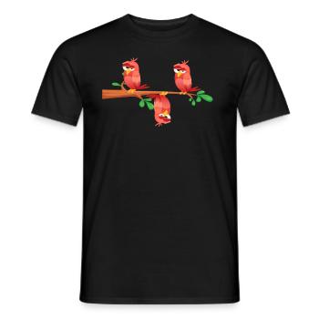 Des oiseaux fous sur la branche - T-shirt homme - noir - Devant - AI Model Male 178 light (178cm)