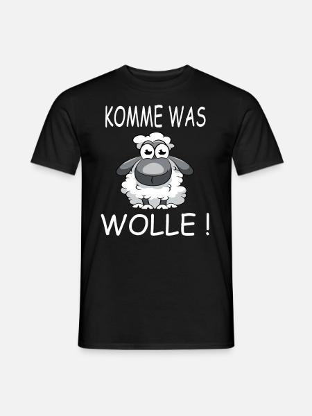KOMME WAS WOLLE! Lustiges Schaf - Männer T-Shirt - Schwarz