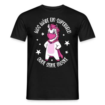 Einhorn Was wäre ein Superheld ohne seine Maske - Männer T-Shirt - Schwarz - Vorne - AI Model Male 178 light (178cm)