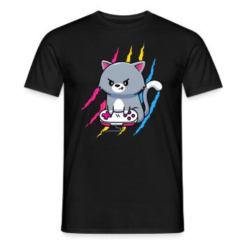 Pansexuel Gaymer Geek Pride LGBT Amoureux des jeux vidéo - T-shirt homme - noir - Devant - AI Model Male 178 light (178cm)