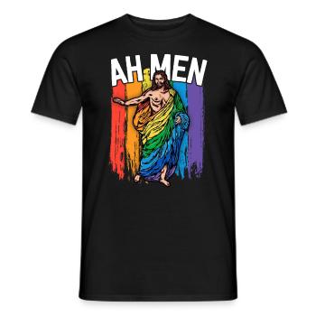 Ah Men Gay Jesus Shirt Drôle LGBTQ Chemises Cadeaux - T-shirt homme - noir - Devant - AI Model Male 178 light (178cm)
