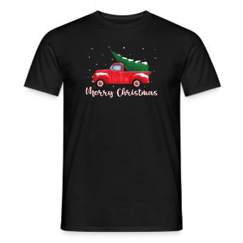 Vintage Wagon Christmas Pickup Truck Retro - Men's T-Shirt - black - Front - AI Model Male 178 light (178cm)