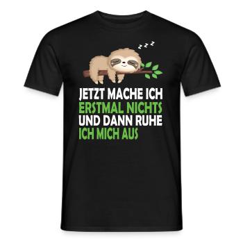 Faultier Schlafanzug Nachthemd Schlafshirt Pyjama - Männer T-Shirt - Schwarz - Vorne - AI Model Male 178 light (178cm)