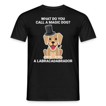 Comment appelle-t-on un chien capable de faire de la magie? - T-shirt homme - noir - Devant - AI Model Male 178 light (178cm)