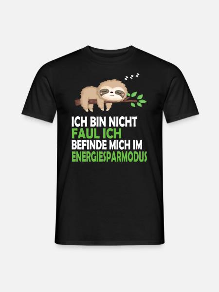 Faultier Schlafanzug Nachthemd Schlafshirt Pyjama - Männer T-Shirt - Schwarz