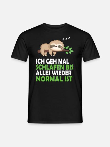 Faultier Schlafanzug Nachthemd Schlafshirt Pyjama - Männer T-Shirt - Schwarz