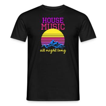 Techno House House Music All Night Long Gift - Men's T-Shirt - black - Front - AI Model Male 178 light (178cm)