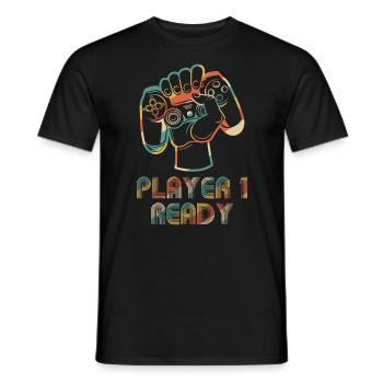 Player 1 Ready Gamer Gaming Controller Video Games - T-shirt homme - noir - Devant - AI Model Male 178 light (178cm)