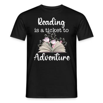 Reading Is A Ticket To Adventure Book Lover Gift - T-shirt homme - noir - Devant - AI Model Male 178 light (178cm)