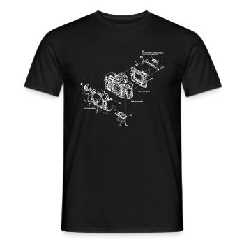 Retro Camera White Technical Illustration - Men's T-Shirt - black - Front - AI Model Male 178 light (178cm)