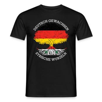 Deutsch Aufgewachsen Syrische Wurzeln - Männer T-Shirt - Schwarz - Vorne - AI Model Male 178 light (178cm)