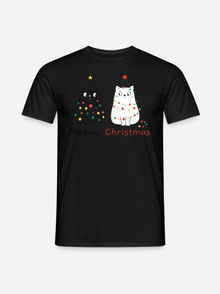 Meowy Christmas - Männer T-Shirt - Schwarz
