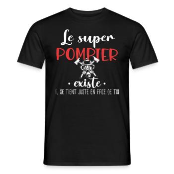 Pompier Caserne Militaire Métier Humour Incendie - T-shirt homme - noir - Devant - AI Model Male 178 light (178cm)