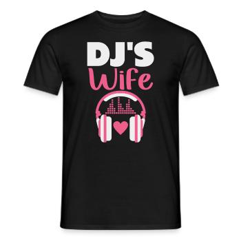 DJ's Wife Disc Jockey Girlfriend Music Headphones - Men's T-Shirt - black - Front - AI Model Male 178 light (178cm)