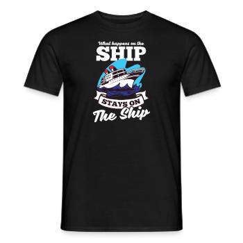 Kreuzfahrturlaub Was passiert auf dem Schiff Bleibt auf dem Schiff - Männer T-Shirt - Schwarz - Vorne - AI Model Male 178 light (178cm)