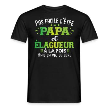 Papa élagueur Paysagiste métier Charpentier - T-shirt homme - noir - Devant - AI Model Male 178 light (178cm)