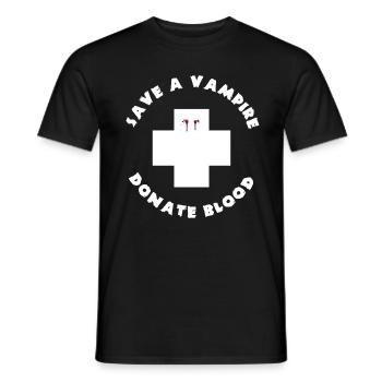 Sauvez un vampire Spooky Halloween donner son sang - T-shirt homme - noir - Devant - AI Model Male 178 light (178cm)