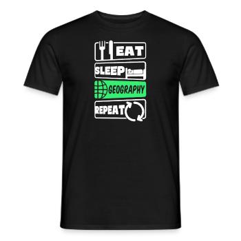 Geographielehrer Essen Schlaf Wiederholung - Männer T-Shirt - Schwarz - Vorne - AI Model Male 178 light (178cm)